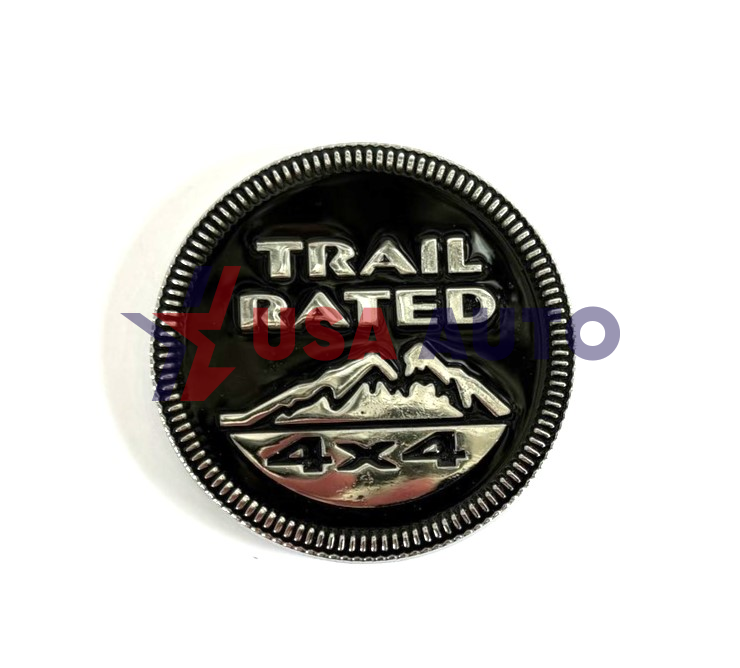 ემბლემა TRAIL RATED 4x4 63mm ქრომირებული, შავი გაფორმებით (რკინა)