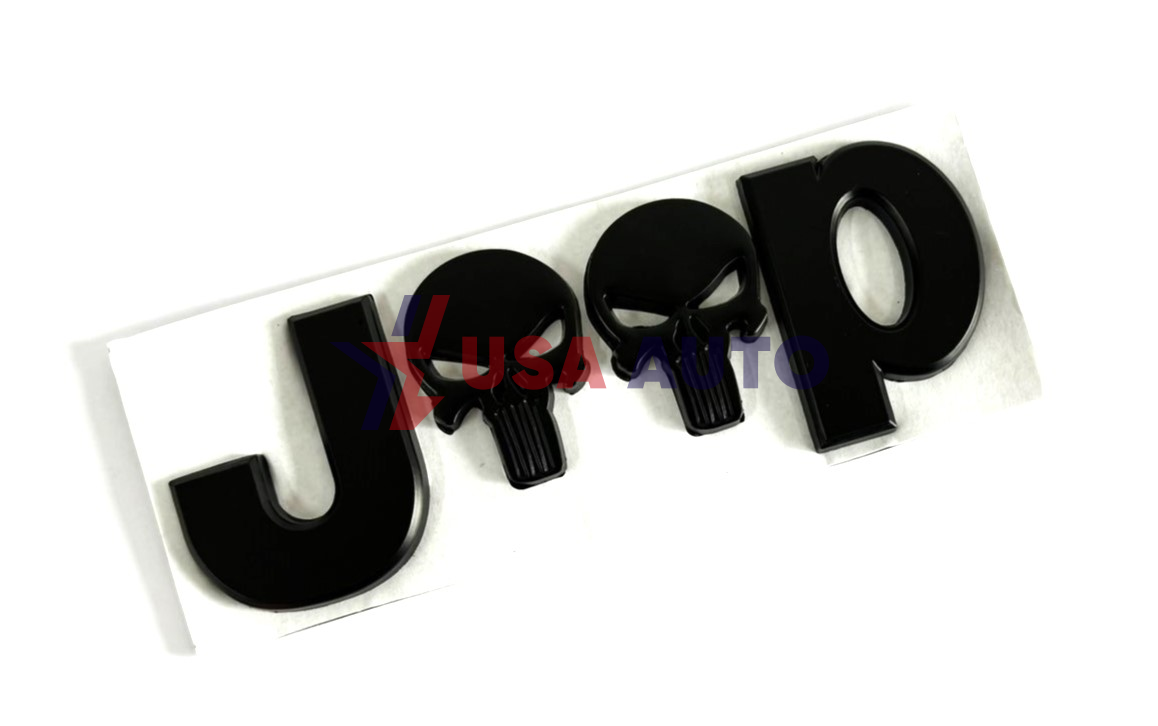 ემბლემა JEEP (ჩონჩხის თავებით) 135x45mm შავი (რკინა)