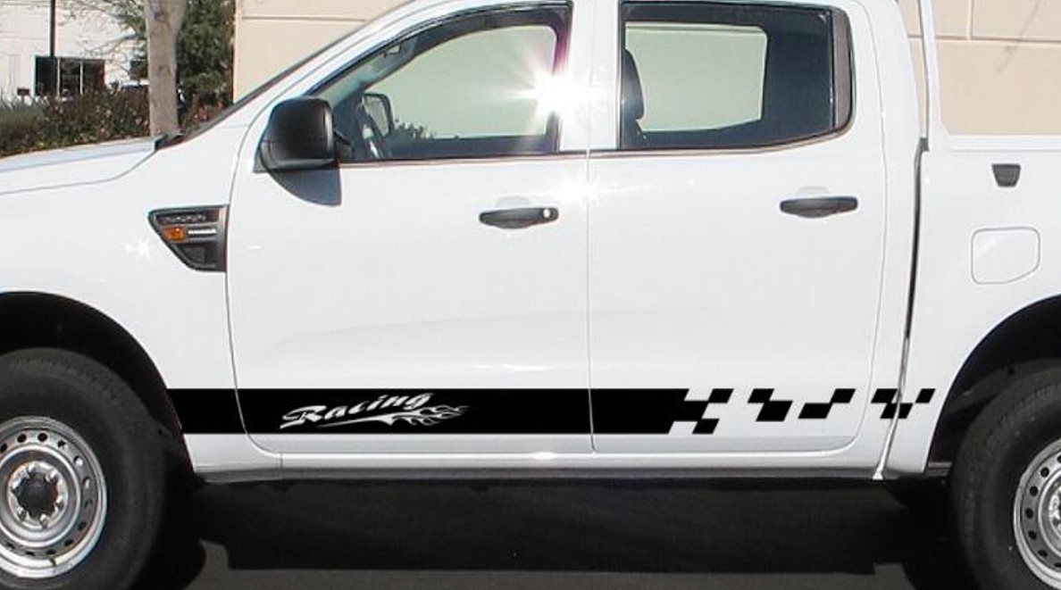 სტიკერი RANGER 2012-2020 კარის ქვედა ზოლზე (კომპლექტი-2ც) შავი პრიალა