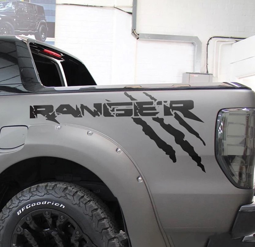 სტიკერი RANGER 2012-2020 საბარგულის გვერდებზე (კომპლექტი-2ც) შავი მატე